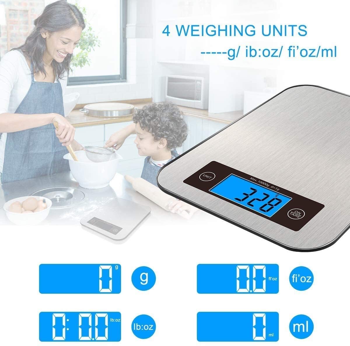 do kuchni i biżuterii Elektroniczna waga spożywcza 10 kg Cyfrowa waga kuchenna Gram i uncje Waga domowa Stal nierdzewna,Jeden kolor