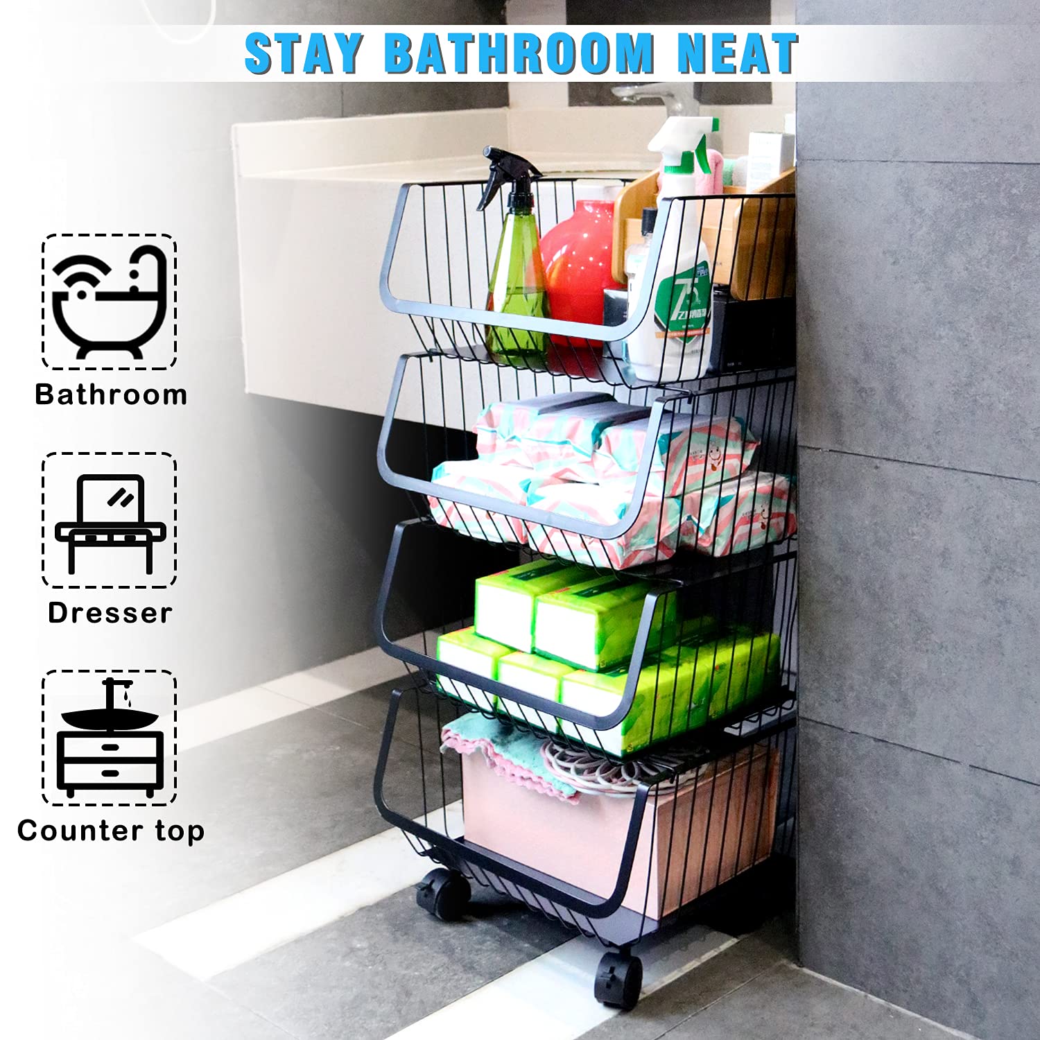 Buy Wire Storage Basket Metal Stackable Potato Onion Storage Bins Fruit