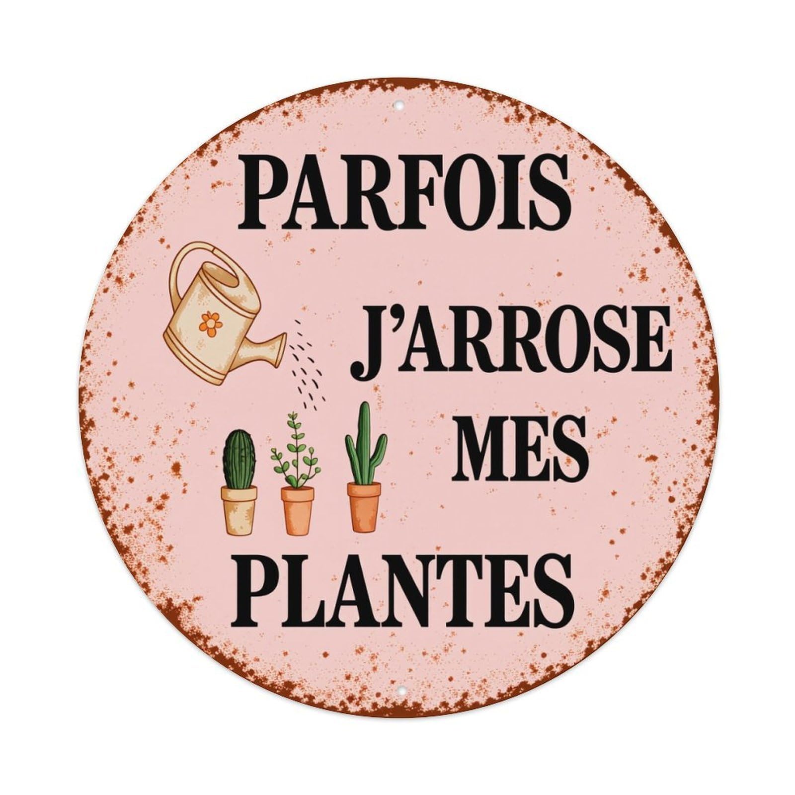 Sometimes I Water My Plants Vintage Metal Tin Sign Retro Wall Decor for Home Bar Garage Cafe, Indoor & Outdoor Decorative，circle Metal Poster, 8x8 Inch