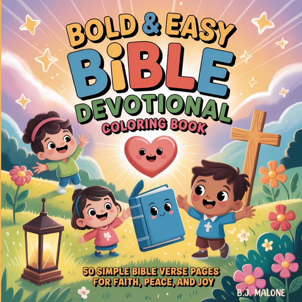 Bold & Easy Bible Devotional Coloring Book: 50 Simple Bible Verse Pages for Faith, Peace and Joy