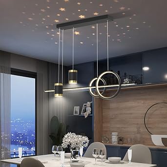 Modern LED Pendant Light Dining Tables, Dimmable Living Room Pendant Lamp, Adjustable Dining Room Lamp Hanging for Dining Room, Kitchen, Island, Living Room [Energy Class B]