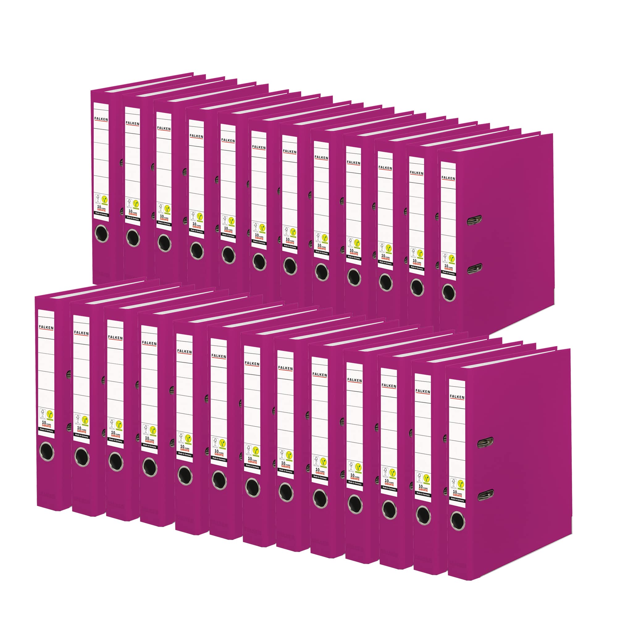 FALKEN Original 25-pack PP-Color Plastic Folders. 5 cm Narrow DIN A4 Blackberry Ring Binder Vegan File Folder
