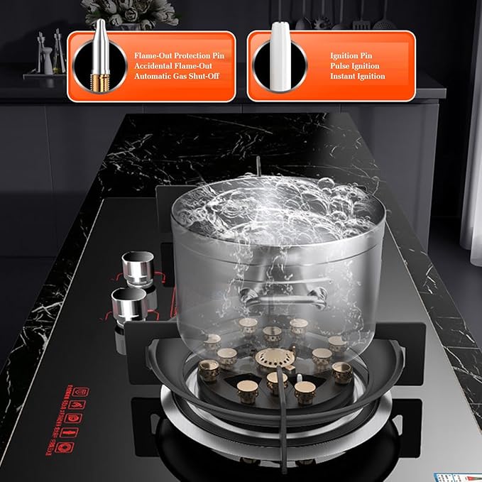 Estufa de Gas 2 Puestos 7.6KW Vidrio Templado Encendido Pie Dual Uso miniatura 8