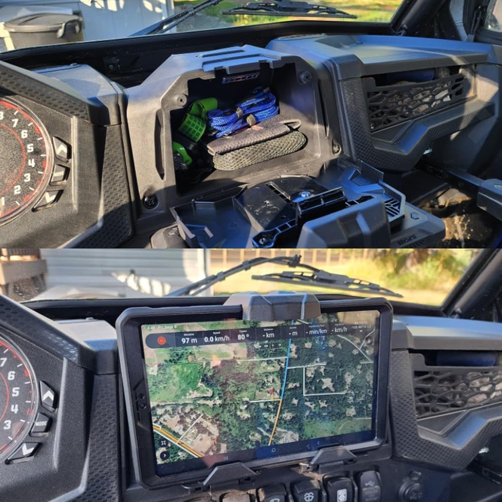 Boîte de rangement avec support de téléphone pour appareil électronique Polaris pour RZR XP1000, RZR XP4 1000, RZR Trail S 900/1000 et modèles Turbo 2019-2023 – Construction en polyéthylène