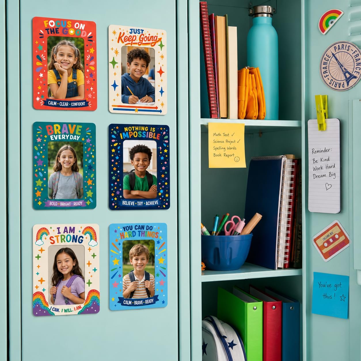12 Pcs Magnetic Picture Frame for 2.5 x 3.5 Inch Back to School Motivational Picture Frame Magnets Colorful Magnetic Photo Holders for Refrigerator Office School Locker Accessories