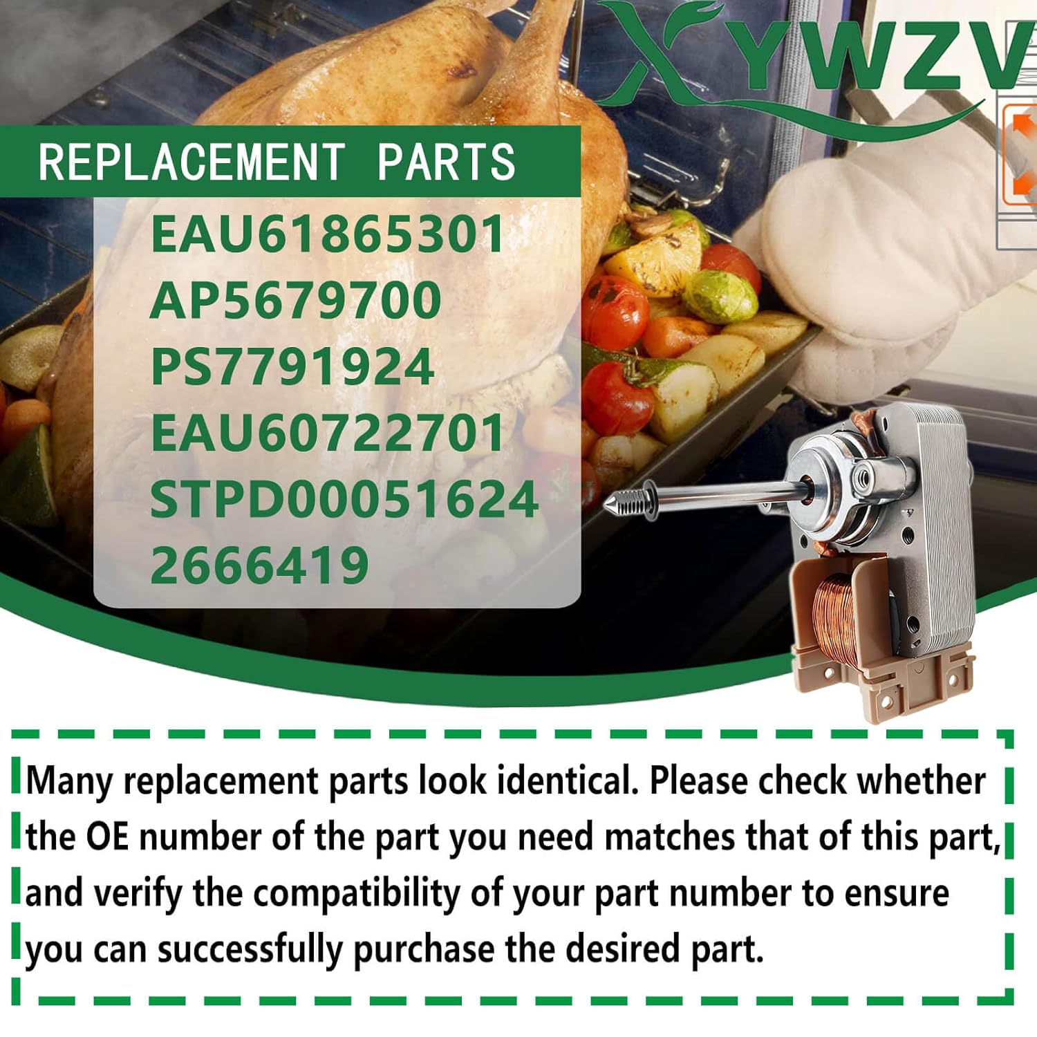 EAU61865301 Range Convection Fan Motor for LG LRE3085ST LRE3193ST LRE3193BM, AC Fan Blower Motor Replaces EAU60722701, AP5679700, PS7791924, STPD00051624