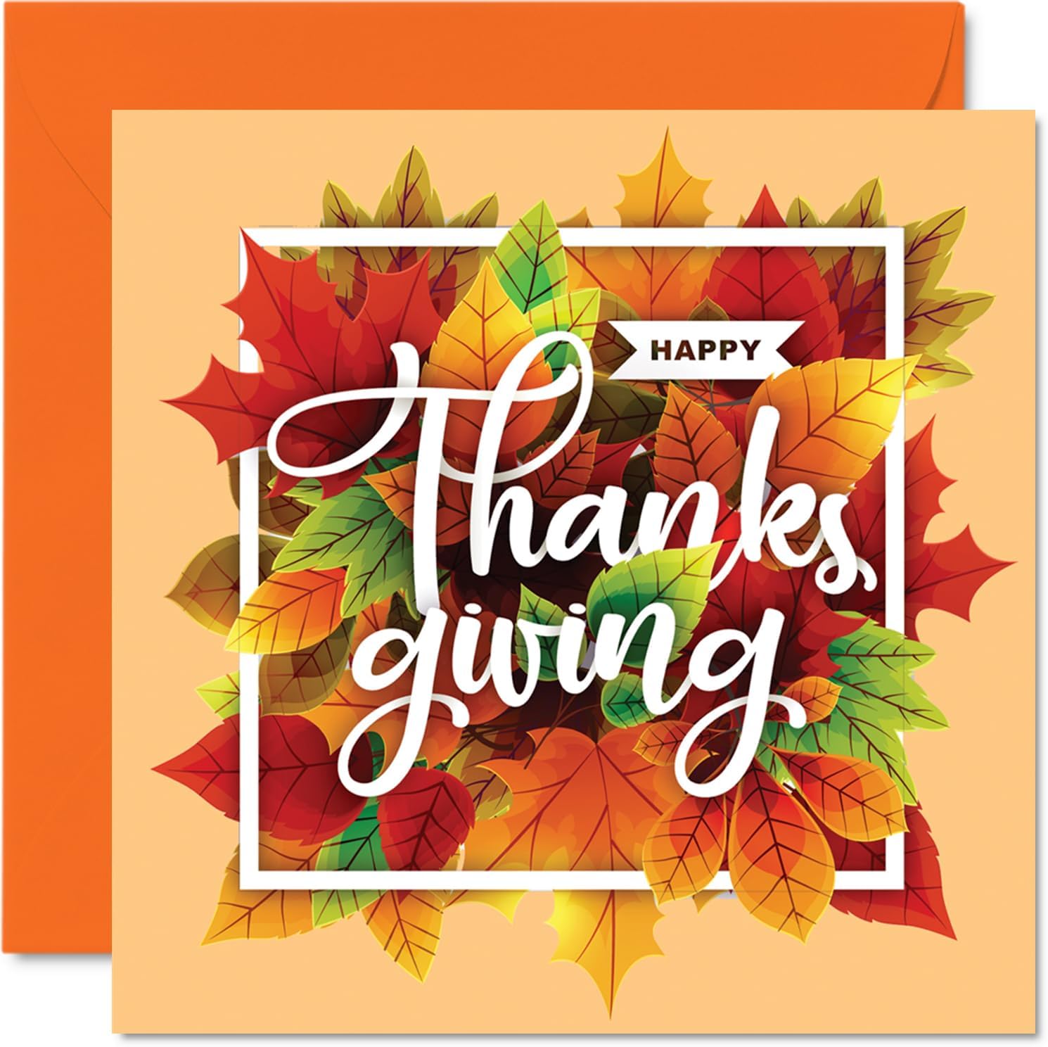 Stuff4 Thankgiving Greetings Card for Women Men - Happy Thanksgiving - Sister Brother Cousin Uncle Aunt Mom Dad Papa Pops Grandma Grandpa, 5.7 x 5.7 Inch Single Greeting Cards Gift