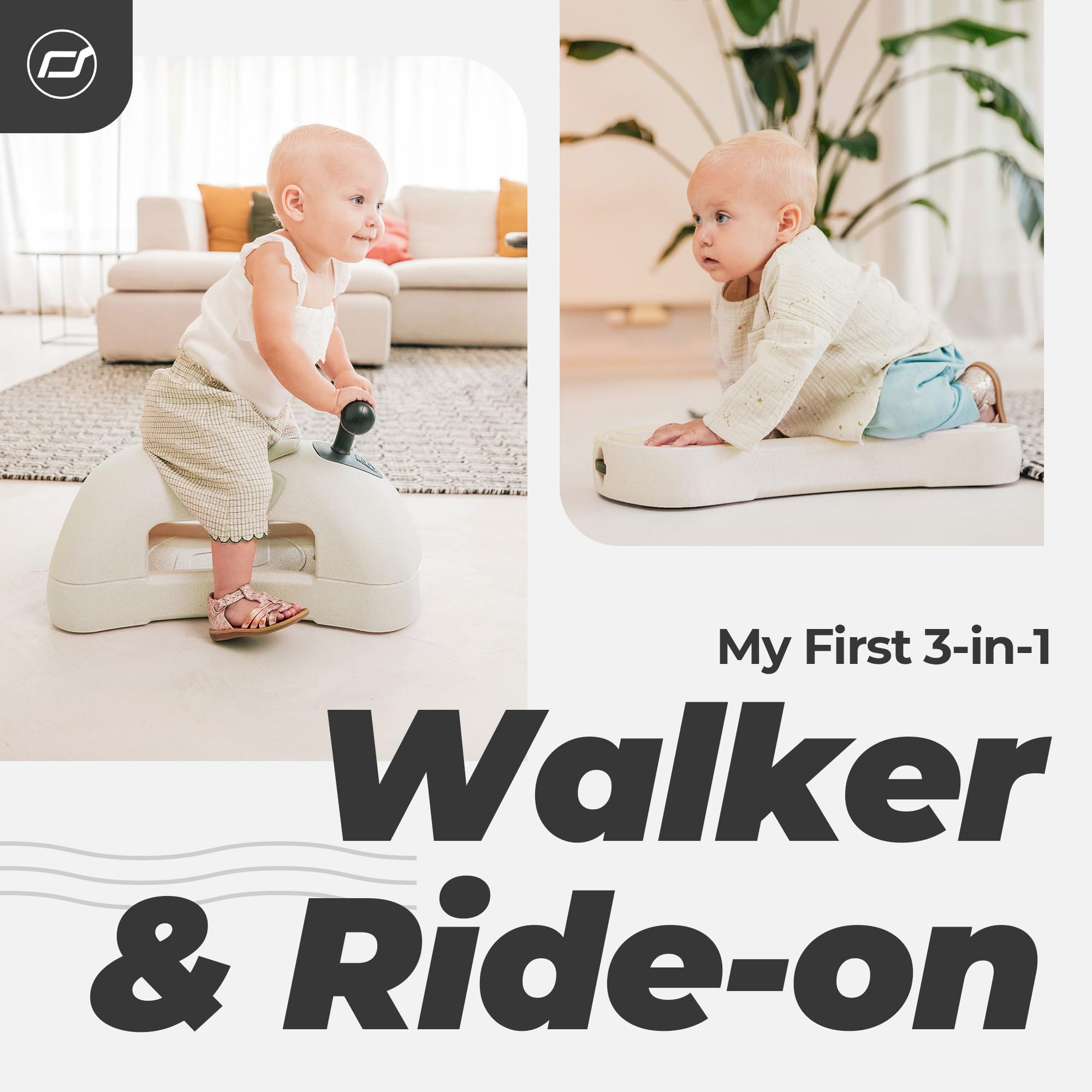 Scoot & Ride My First 3 in 1 Baby Walker, Ride On, & Scooter Board with Storage, Sand
