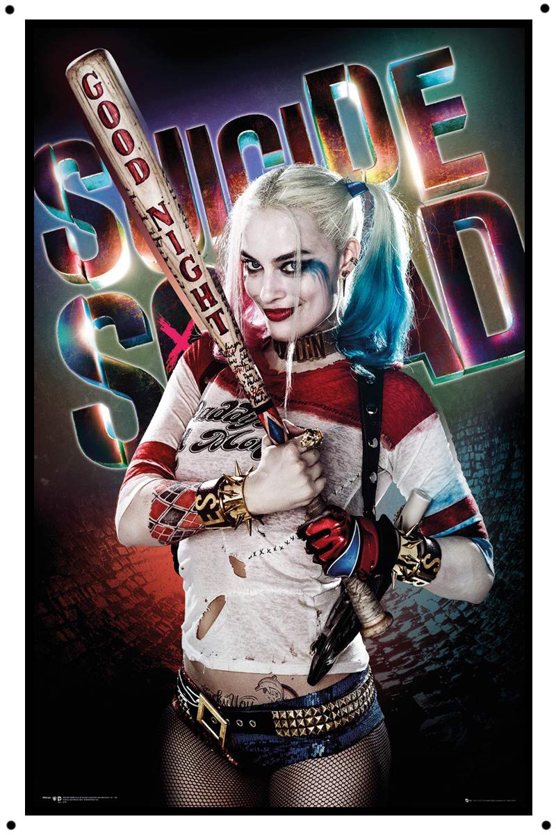 HISIMPLE Retro Metal Tin Sign 8x12 inches Suicide Squad & Pulp Fiction Movie Poster Wall Art for Home