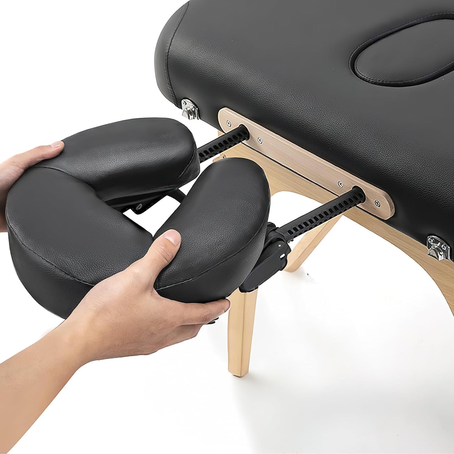 Verstellbares U-förmiges Massagekissen mit Gesichtsauflage, Universelles Gesichtskissen für Massagebank und Spa-Anwendungen, Massagetischaufsatz, Schwarz