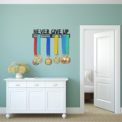 Miniatura 6 de Yerliker Soporte para medallas, marco para más de 40 medallas, soporte para medallas deportivas y cinta con barras fáciles de colgar, estantes de