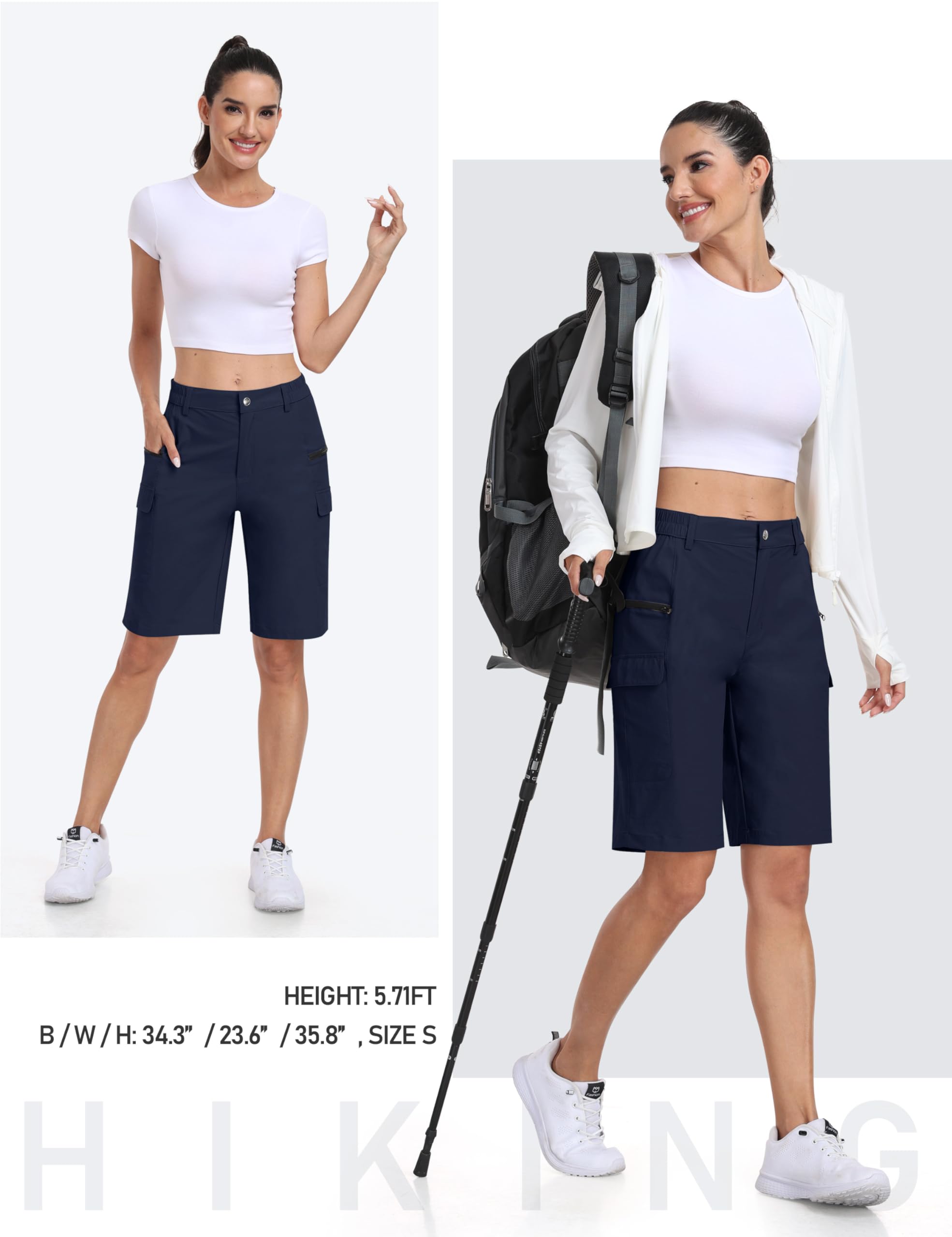 MoFiz Short Cargo Femme Pantalon Randonnée Imperméable Bermuda Short Golf Sport été Shorts avec Poches