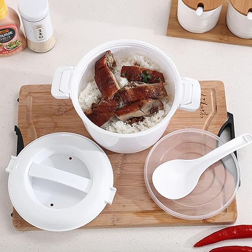 Miniatura 2 de Angoily Arroz de microondas pequeño: olla portátil para microondas arrocera y vaporera para verduras, cocina antiadherente para cocina, olla de