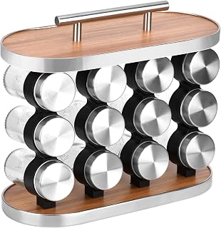 Spice Rack Set, Universal Kitchen Storage, Spice Rack with 12 Spice Jars, Art Style Decorations, Spice Rack Spice Storage 28 * 23.5cm