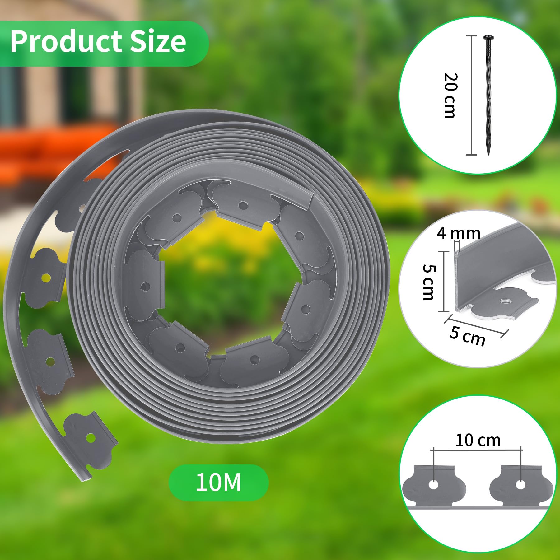 Bordi Da Giardino Flessibili Forever Speed 20m X 5cm - Plastica PE, 120 Ancoraggi, 2 Guanti, Nero