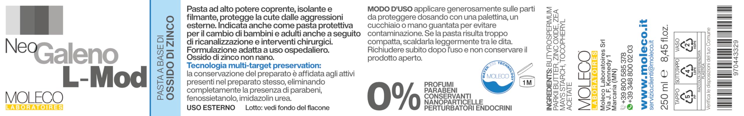 NeoGaleno Moleco Farmaceutici L-Mod pasta coprente 125 ml isolante filmante per irritazioni pannolino