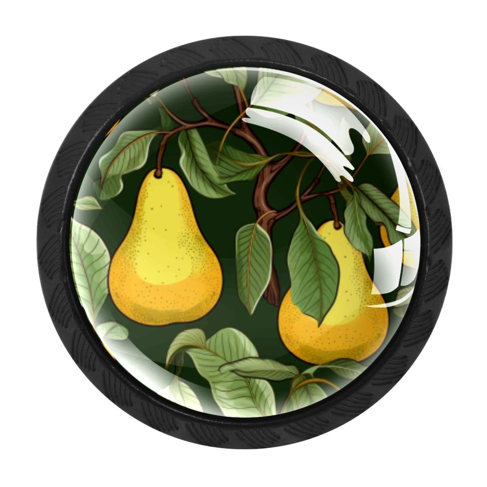 CHENZZZZ 4 pcs Thanksgiving Pear Cabinet Knobs Crystal Drawer Pulls for Kitchen, Bathroom Cabinet, Dresser and Cupboard