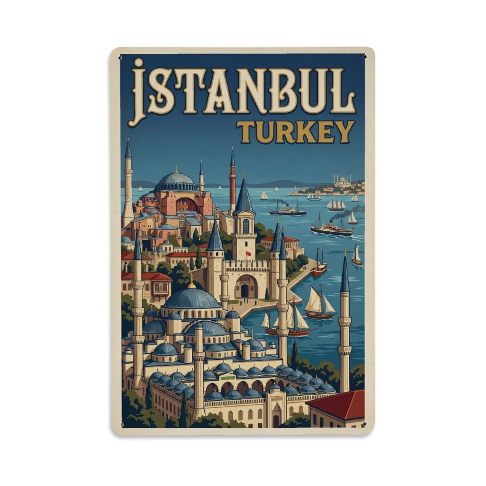 Metal Tin Sign Vintage Travel Turkey Istanbul