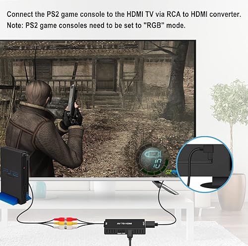 Miniatura 10 de RuiPuo Convertidor HDMI a AV HDMI a video adaptador de audio compatible con PALNTSC compatible con Roku Streaming Stick Fire Stick Apple TV DVD