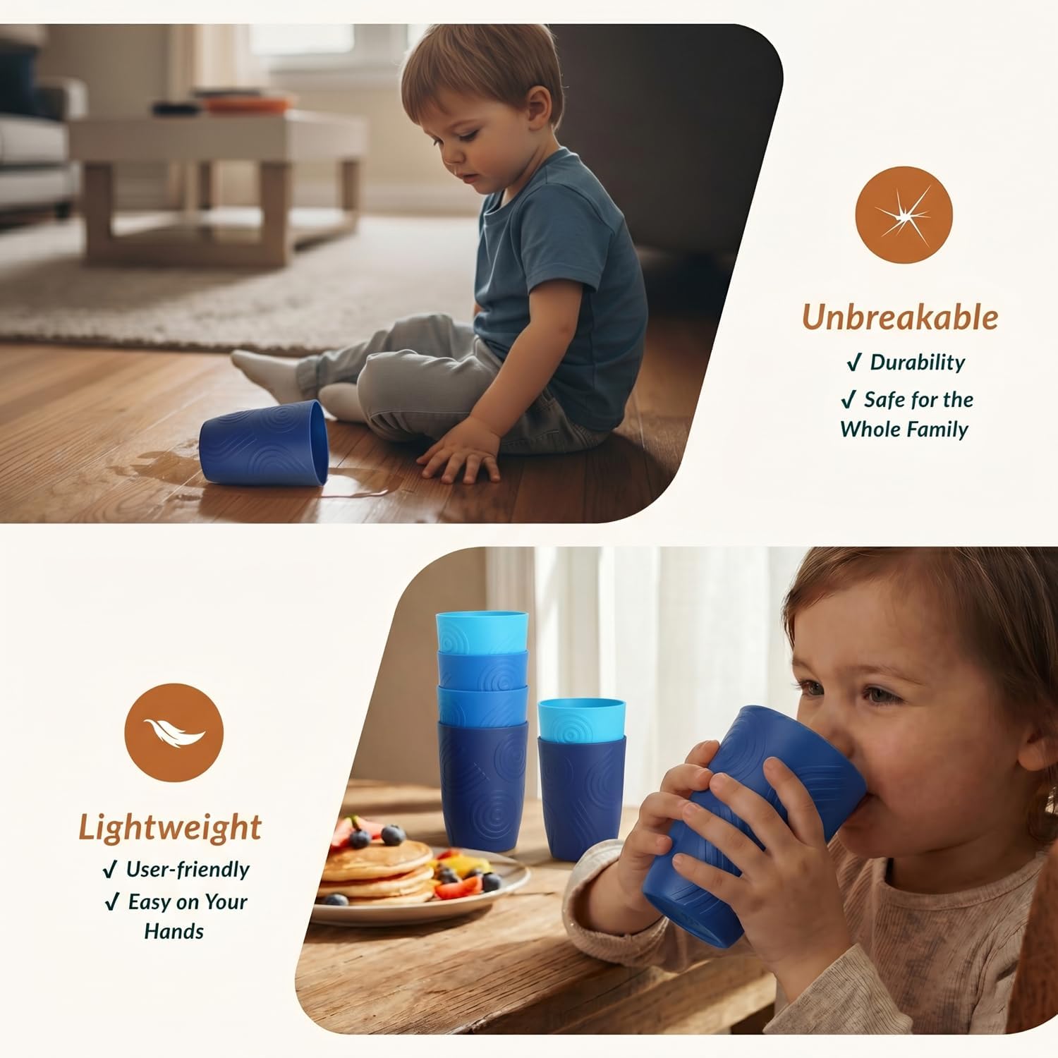  Cup Sets for Kitchen 12oz Wheat Straw Cups Unbreakable Drinking Cups Set of 6 - Lightweight,Reusable Cups for Kitchen, Outdoor- Blue Sky thumbnail