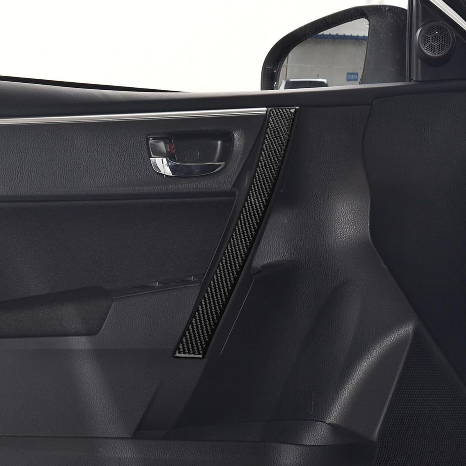 PJFUS Real Premium Carbon Fiber Car Inner Door Armrest Panel Decorative Cover Soft Sticker Compatible with Toyota Corolla 2014 2015 2016 2017 2018 Auto Interior Accessories Black 4pcs