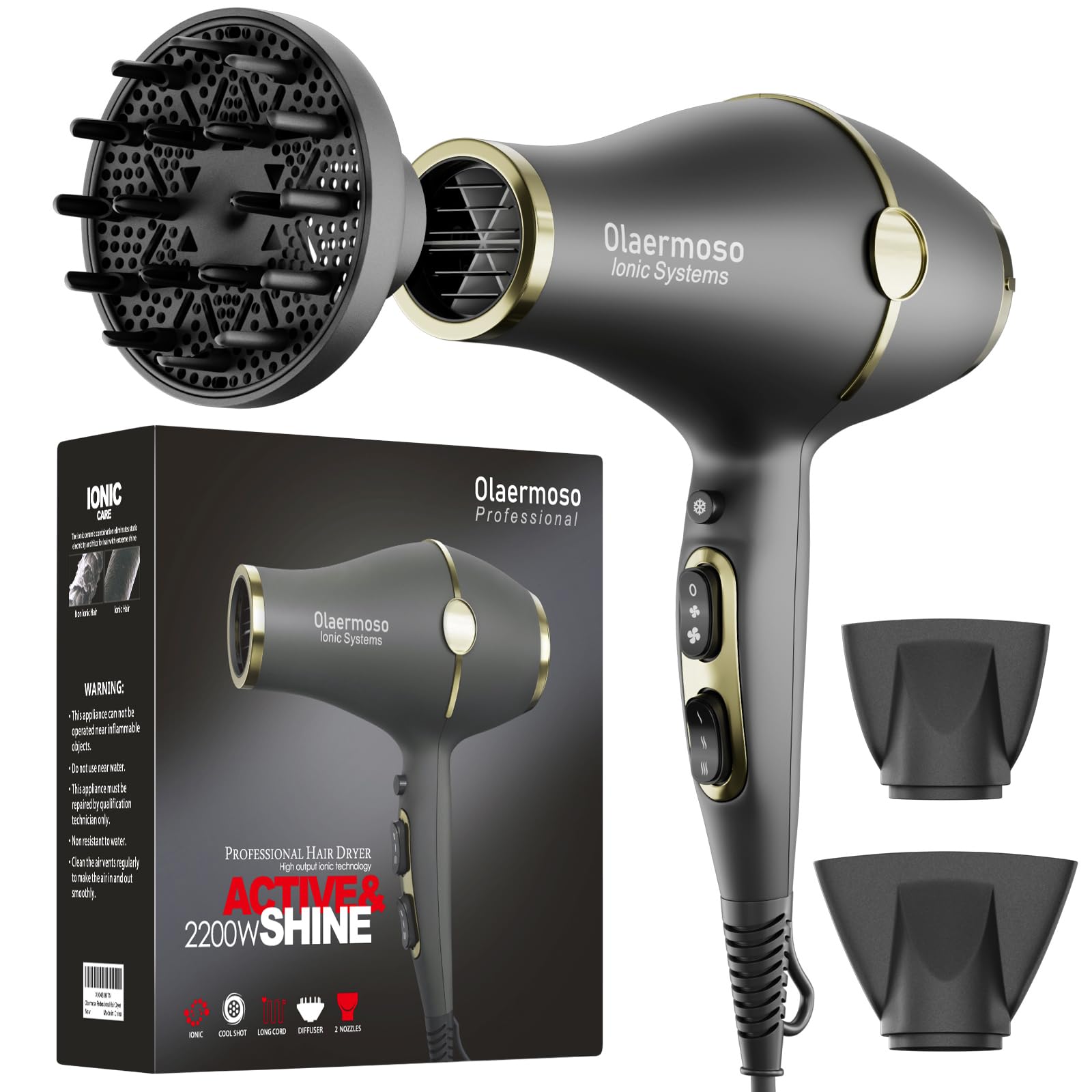 Amazon.com : Hair Blow Dryer with Ionic Systems,Diffuser Hair