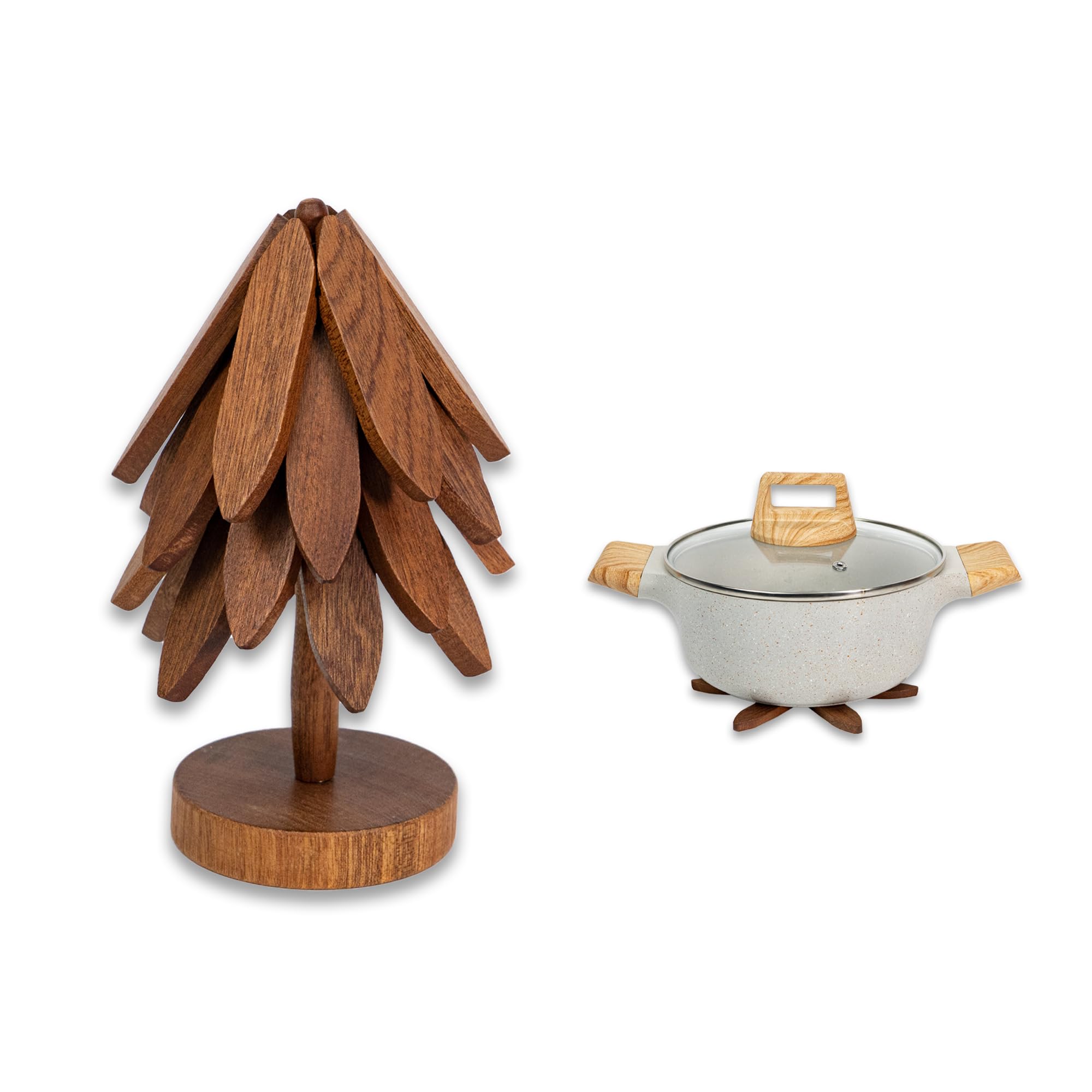Yuoyar Coasters, Wooden Tree-Shaped Sapeli Wood Drink Coasters Set for Coffee Table, Kitchen Table Decor (Large(Trivets))