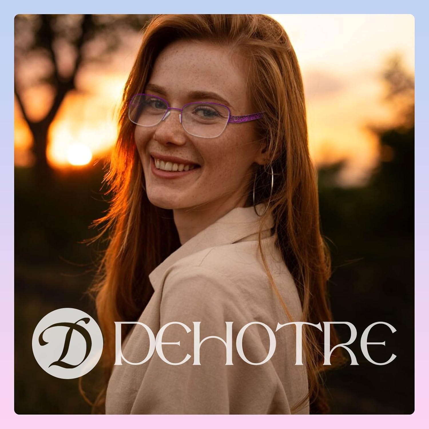 Progressive Multifocal Reading Glasses Women No Line Bifocal Readers with Nose Pad Metal Half Frame Mid-Near Range - Image 4