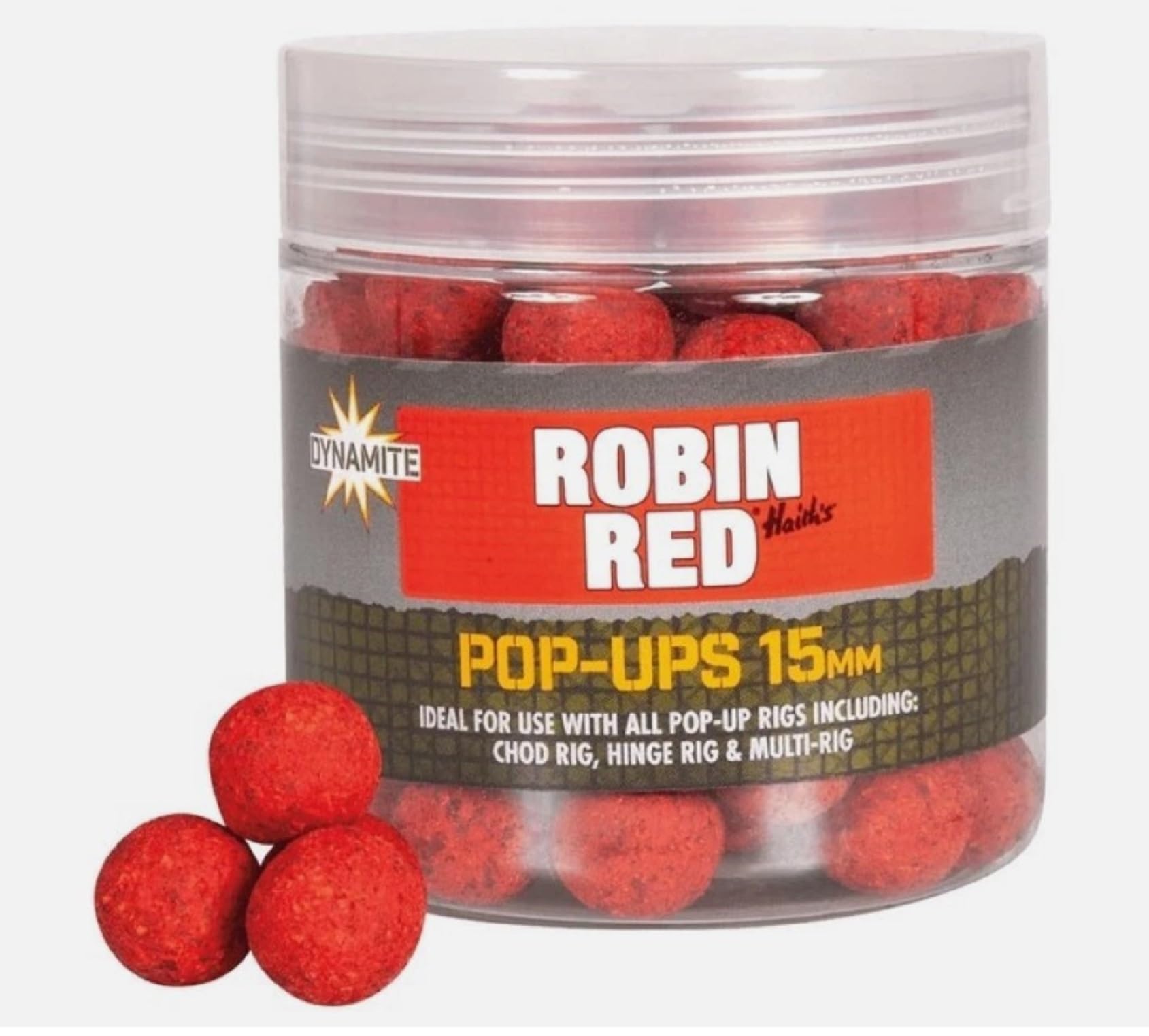 Dynamite Robin Red Fluro 15mm Pop-Ups, Hi-Vis Fluro Red, Super Buoyant Boilies, Ideal for Ronnie and Stiff Hinge Rigs.