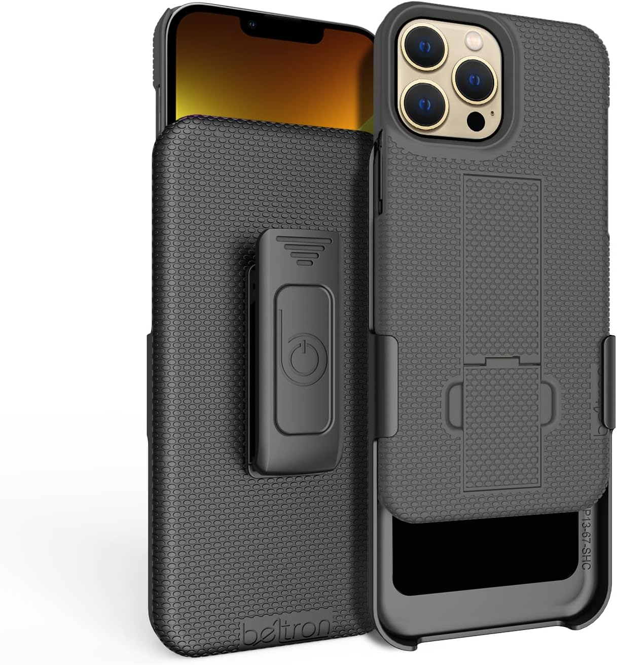 Combo Case with Belt Clip for iPhone 13 Pro Max, BELTRON Slim Rubberized Grip Case & Shell Holster with Built-in Kickstand for Apple iPhone Pro Max 6.7" 2021 (Grey) - Image 3