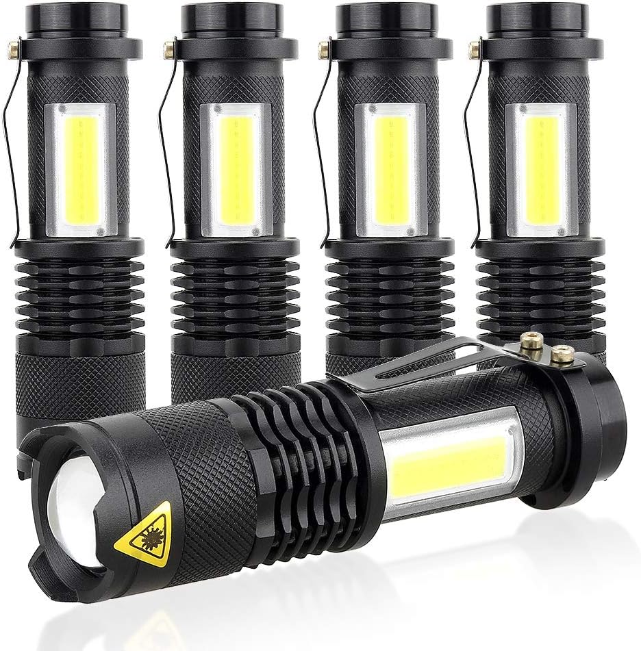 ustopfire Mini Flashlights 5 Pack Ultra Bright 300 Lumens Portable Small LED Flashlight Lantern Adjustable Focus COB Handheld Flash Light for Kids Child Camping Emergency Travel Hiking Torch Light
