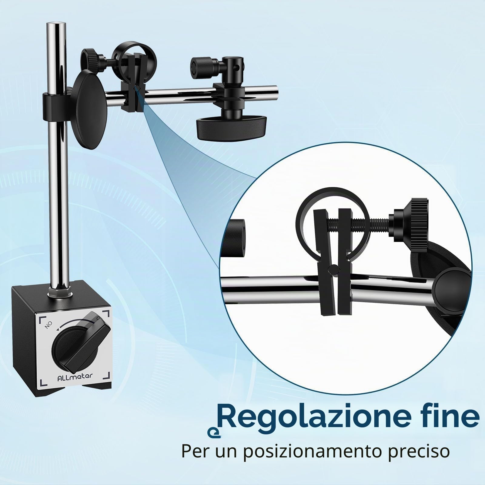 Comparatore Centesimale Digitale 0-25.4mm con Base Magnetica 70KG, LCD 0.01mm/0.0005" Unità Pollici/Metrica + 22 Punte da Test, Braccio Regolabile e Porta Quadrante con Controllo ON/OFF