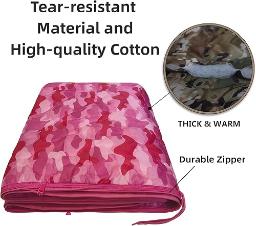 Miniatura 2 de GHILEO Manta Woobie, forro de poncho militar con cremallera, saco de dormir militar, con una bolsa de transporte de compresión, para senderismo,