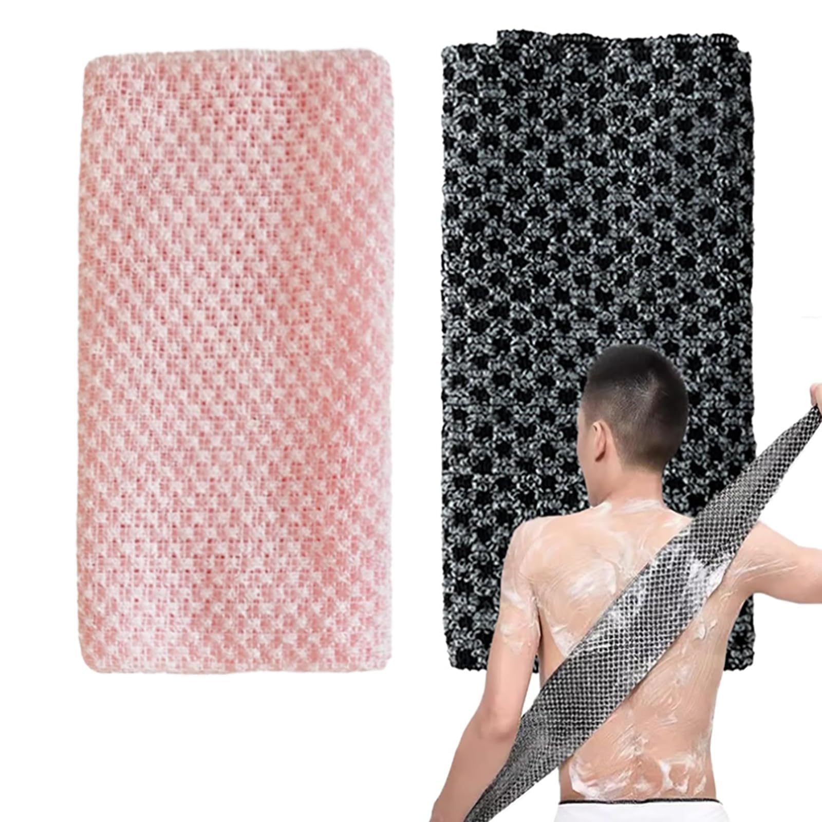 2 Pcs Japanese Back Scrubber Set, Exfoliating Shower Towel