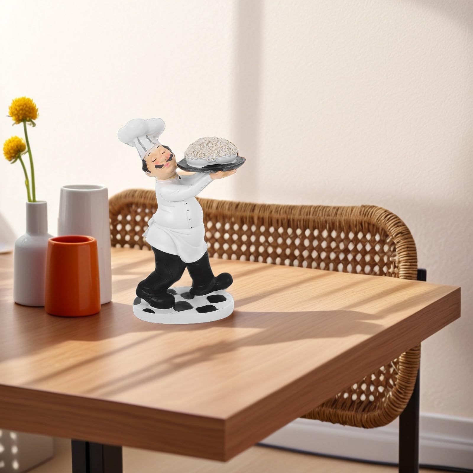 ifundom Statuetta in Resina Chef Ramen Decorazione Cucina Ornamento da Chef per Casa Ristorante Bar Bistrot Tavolo
