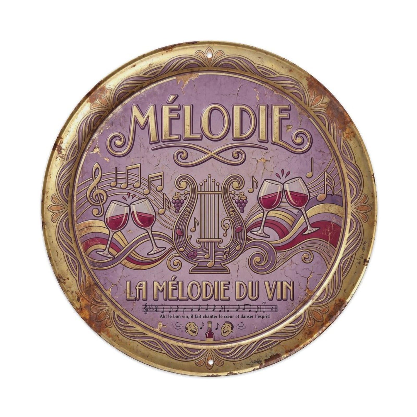 Melody Humorous Bistro Melody Vintage Metal Tin Sign Plaque Wall Decor for Cafe, Club Bar, Office, Garden Metal Poster 8x8Inch