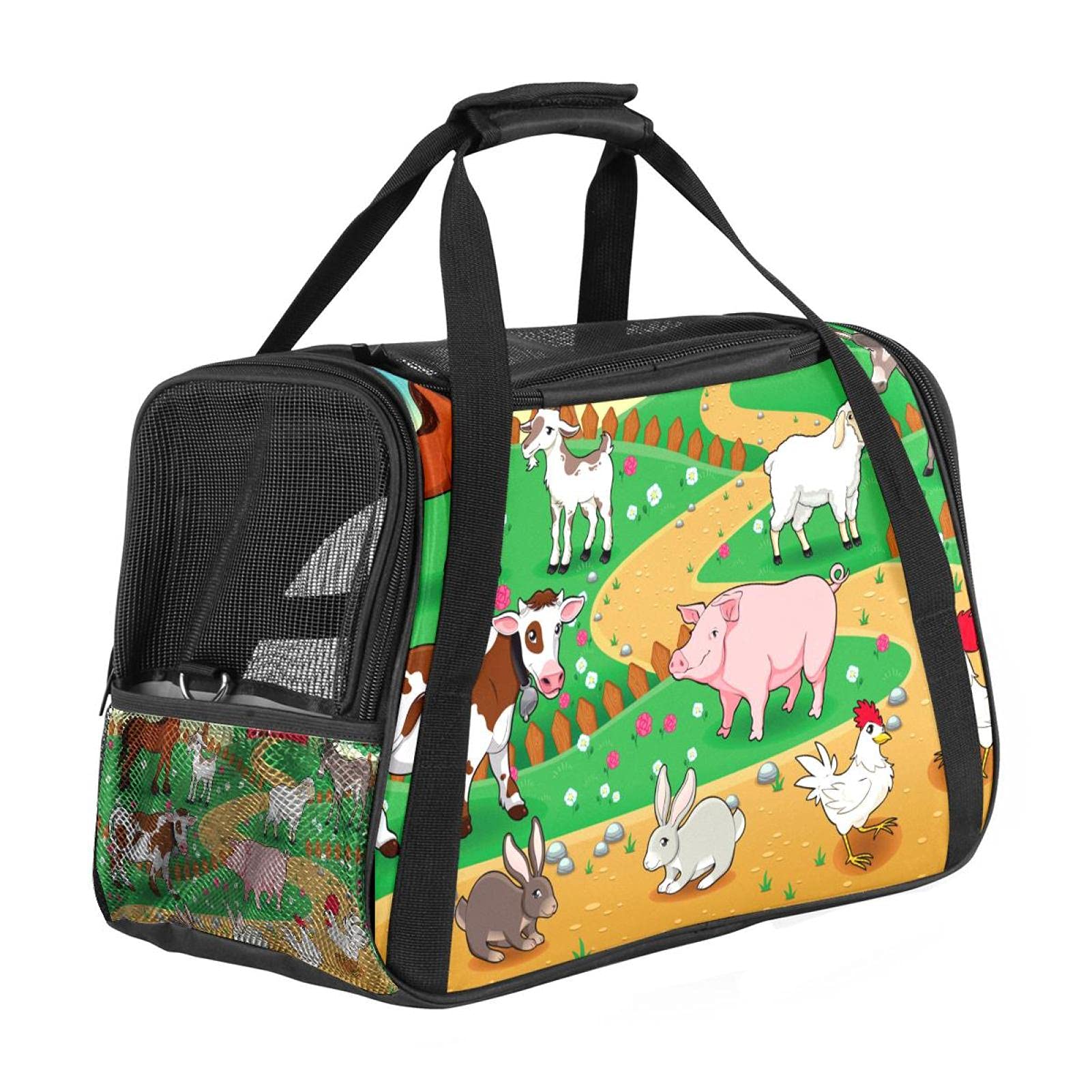Sac de transport pour animal approuvé avion chat et chien motif ferme