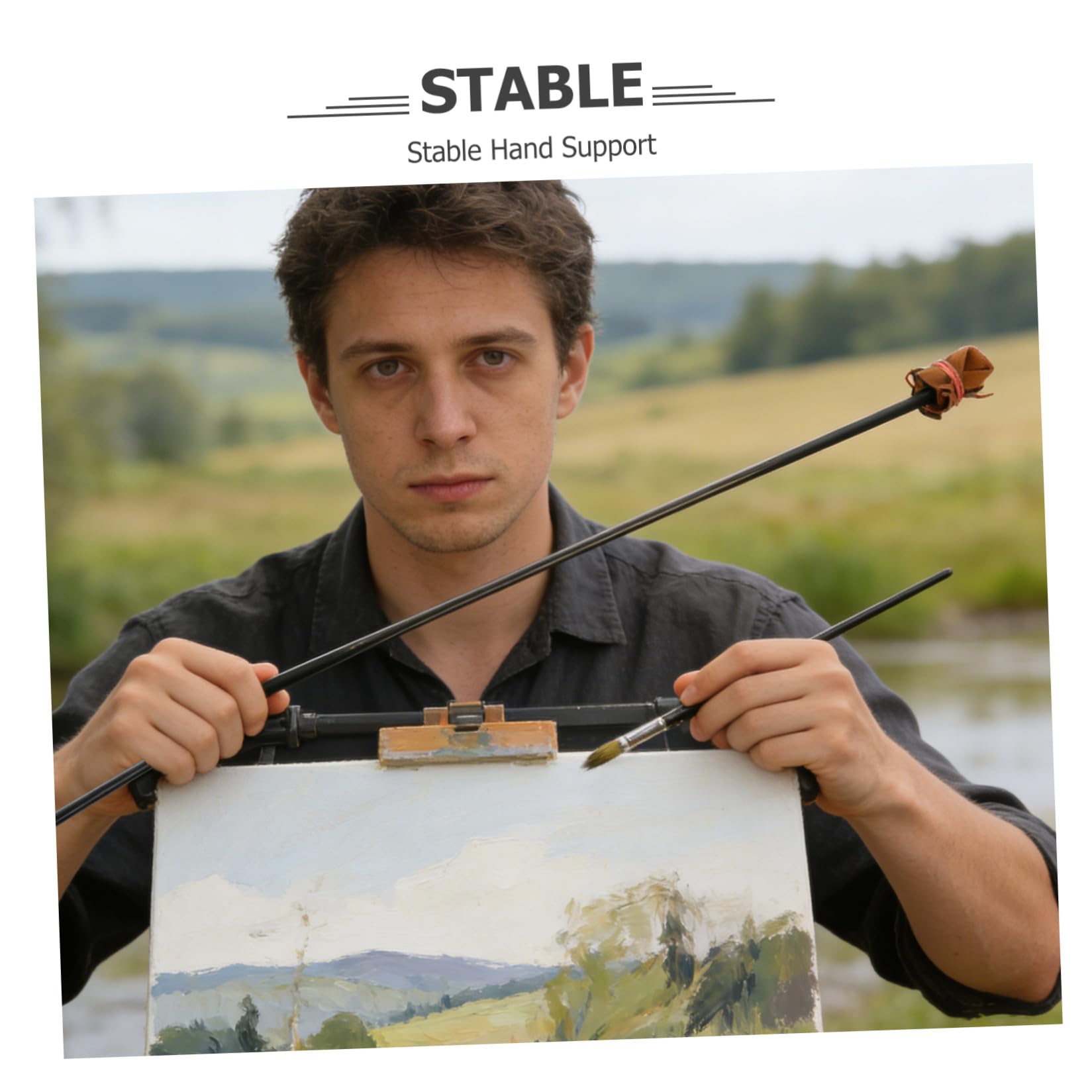 Bâton Stabilisateur de Main en Bois et Métal pour Peinture, Maintien de Posture Correcte, Outil Classique pour Artistes Professionnels et Amateurs en Dessin et Peinture à L'huile