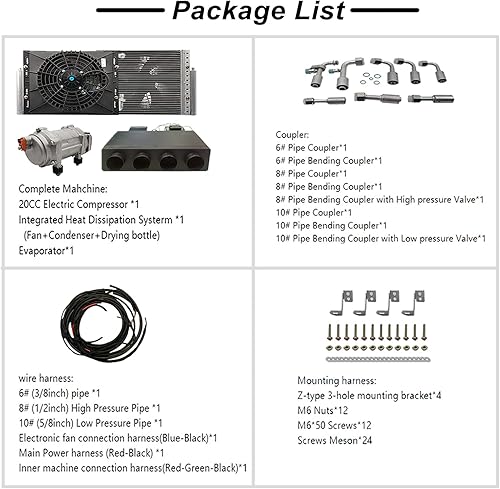 Miniatura 3 de Gouku - Universal 12V Under Dash Aire Acondicionado AC Kit Solo Función de Enfriamiento Ajuste Universal Van Taxi Automático RVs Camión Eléctrico AC