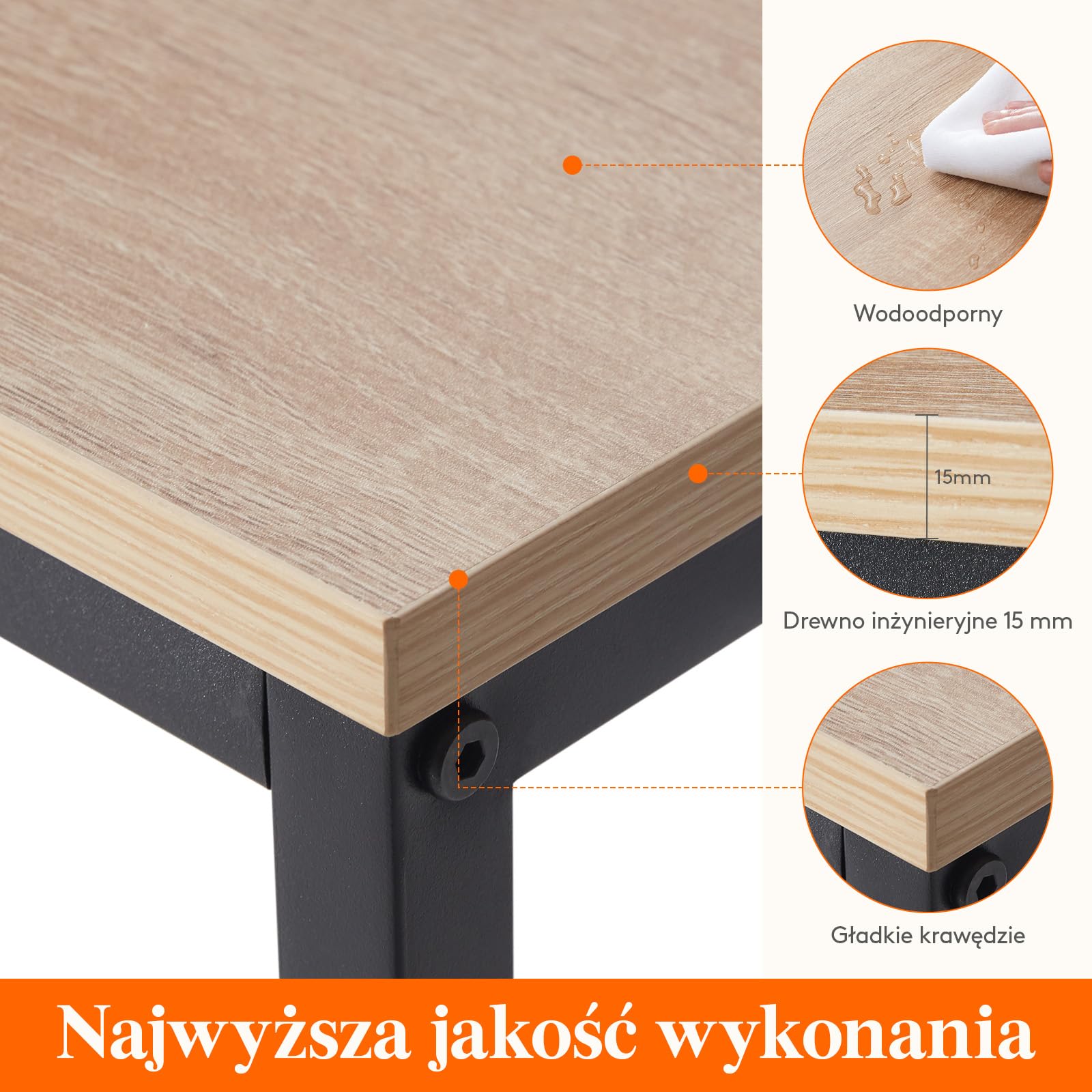 Lifewit Stół Konsola Wąski Stolik do Sofy z Metalową Ramą do Salonu Przemysłowy Długi Stół do Przedpokoju Wejście Biurowe Korytarz Stolik Za Sofą Łatwy Montaż Jasny Brąz