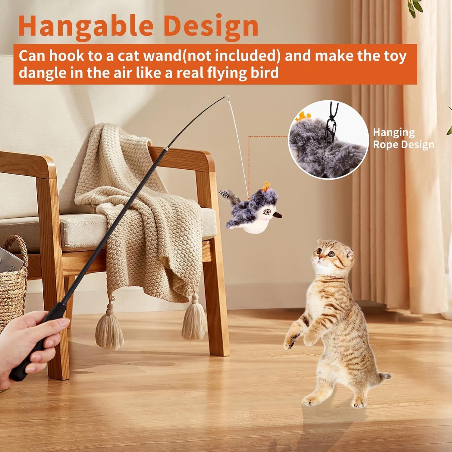 Piper Tomi - Juguete para gatos, juguete para gatos Pipertomi, juguete para gatos PiperTomi autoactivable, amigo emplumado con control remoto, juguete para gatos con movimiento de 3 velocidades,