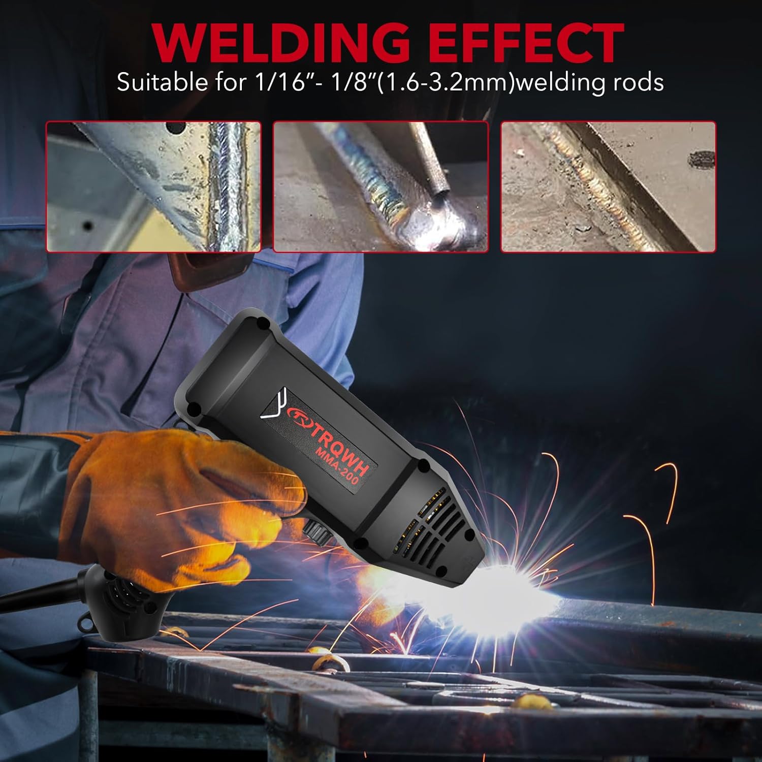 TRQWH 120A Welding Machine Handheld 110V Portable Stick Welder ARC Welder Machine IGBT Inverter Mini MMA Welder Machine Fit for 1/16"-1/8" Rods (TRQ-HWM01)