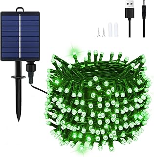 Dalugo Cadena de luces solares para exteriores, 22 m, 200 ledes, color verde, resistente a la intemperie, 8 modos, para exteriores, para jardín, patio, terraza, casa, decoración de bodas (verde)