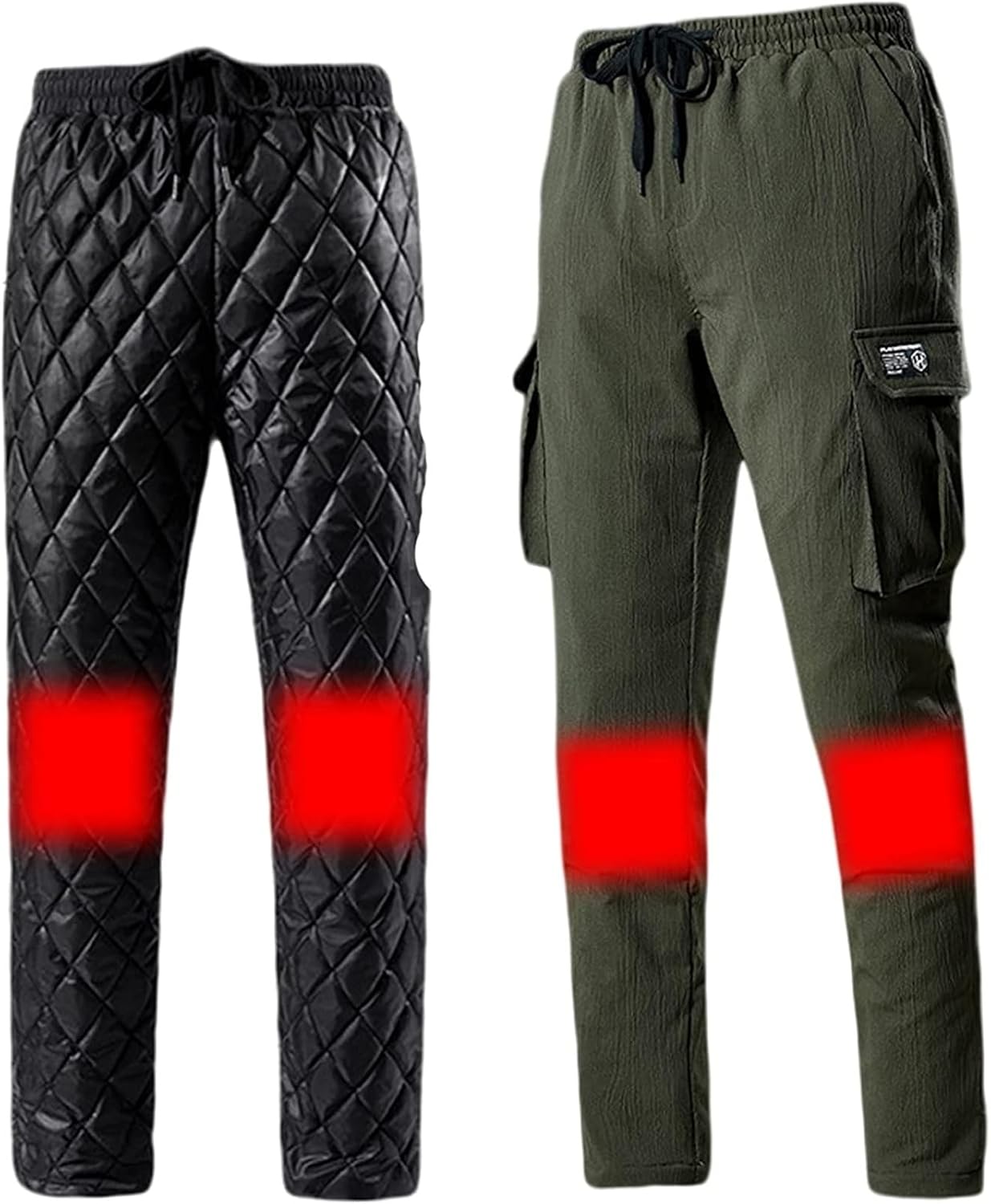 Electric Heated Trouser Legs Warmer Pants with 3 Levels Heat Settings Heating Clothes for Winter（NO BATTERY）(Green,S-Small)