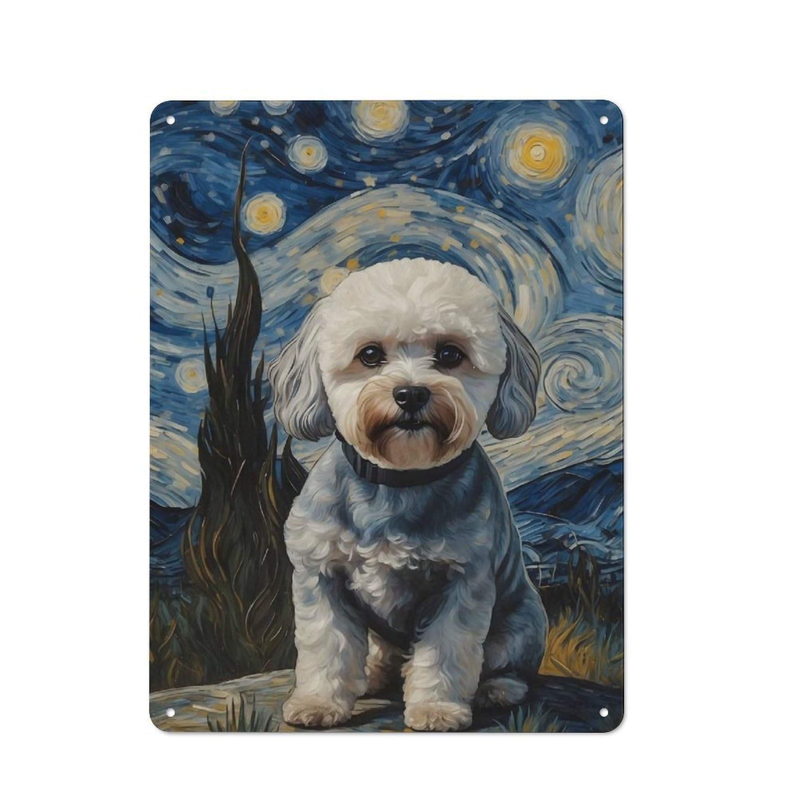 Outdoor Room Shed Metal Sign 40x30cm Featuring Bichon Starry Night, Shed Wall Decor for Shed, Garden Room, Porch Or Garage