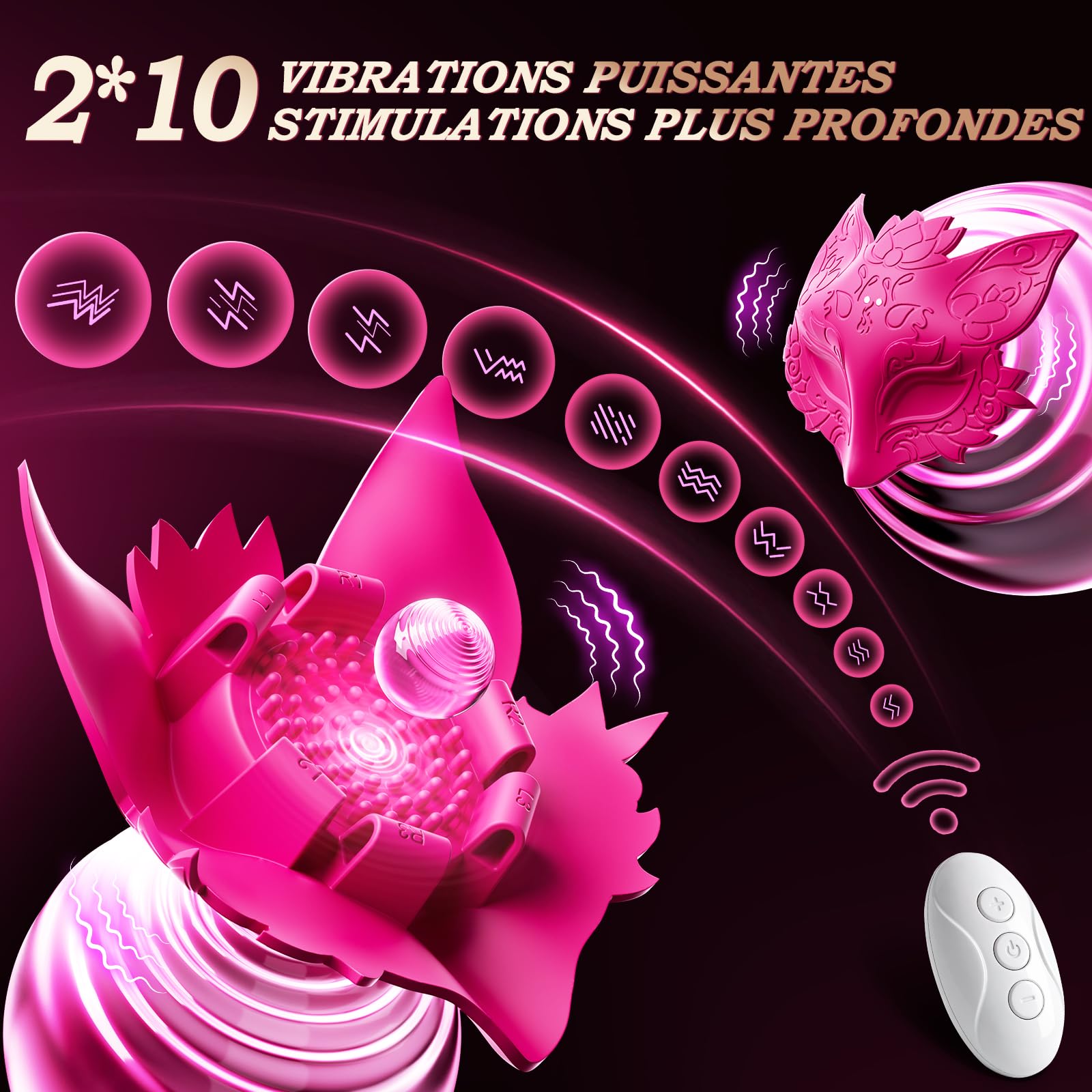 Vibromasseur Cache Tetons Femme Sex Toys - Vibromasseurs Feminin à Distance avec Sangle Réglable et 10 Modes de Vibration, Vibromasseurs Feminin Clitoridien, Pince Teton, Jouet Sexuelle Adulte Couple