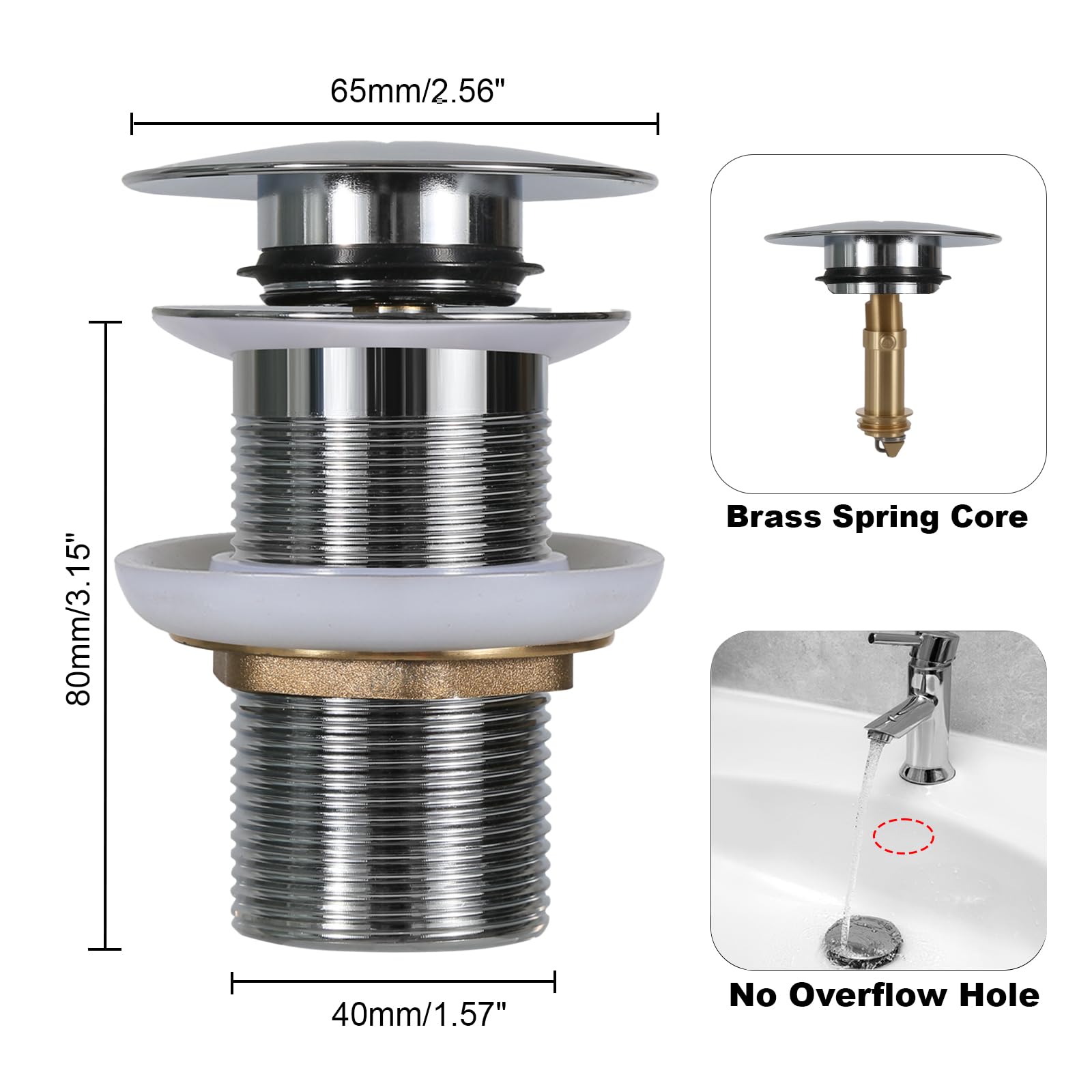 Sifone per lavabo senza troppopieno, in acciaio inox 304, universale, sifone per lavabo, sifone pop-up, scarico per bottiglie, colore argento