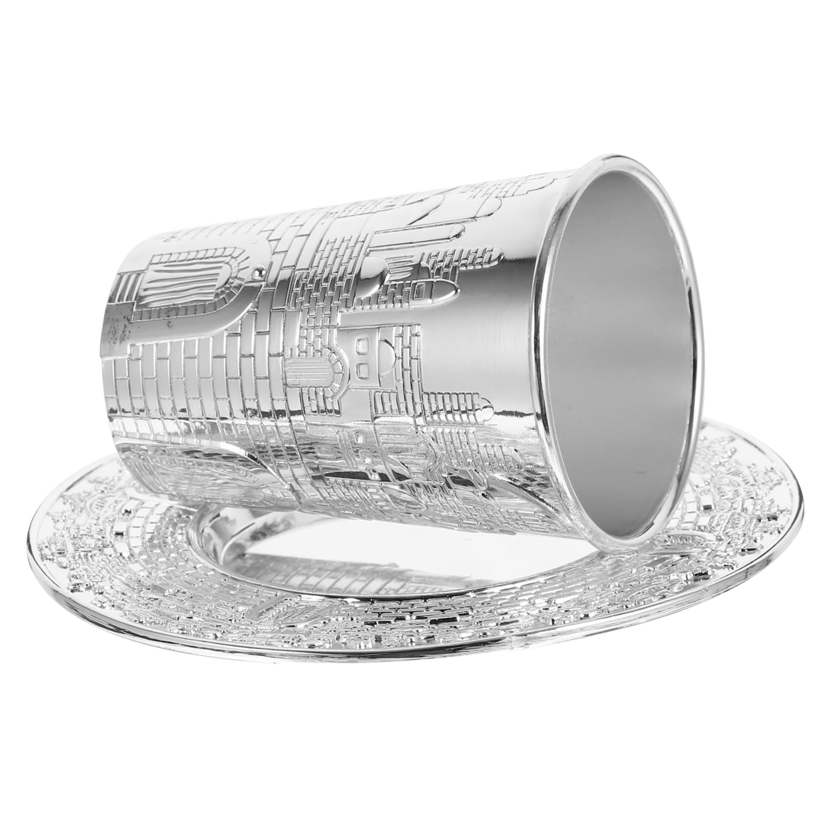 Cabilock 3 Juegos Juego De Copas De Oración. Vaso De Vino Bandeja De La Vendimia Vasos De Whisky Copa Cáliz De Oro De Vino Con Platillo Sagrada Judía Aleación De Zinc Silver
