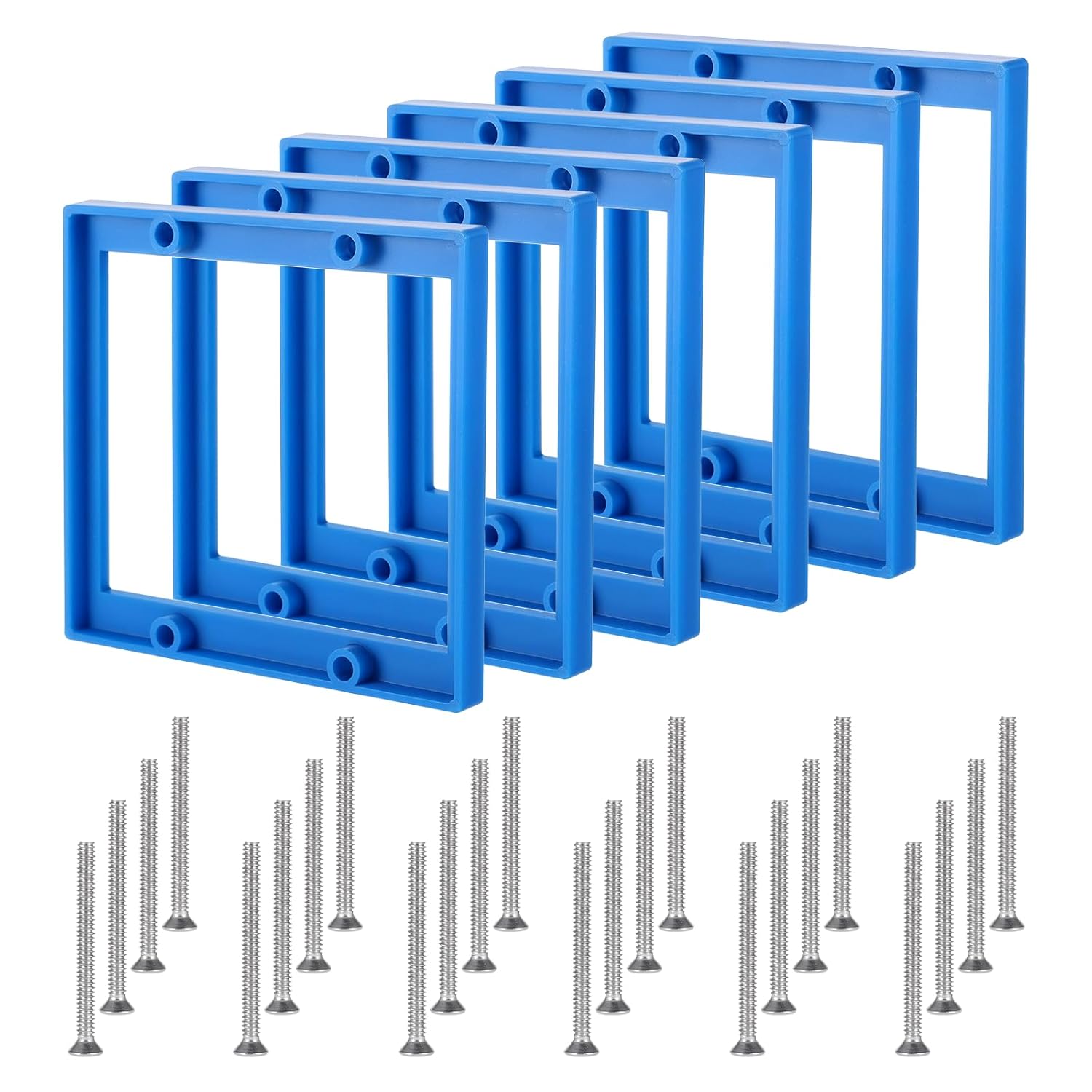 6Pcs Double Gang Outlet Box Extender Electrical Box Extenders with 24Pcs Screws, Receptacle Extenders 2 Gang Electrical Boxes for Electricals Boxes and Electricals Outlet Switches(Blue)(1/4in)