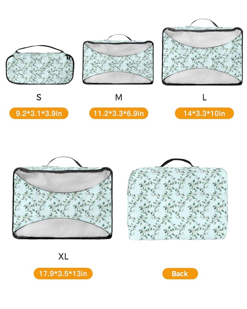 Amazon.com: 4 Set Packing Cubes - Vintage Blue Flower